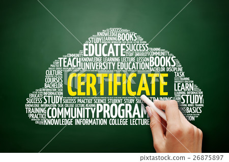 CERTIFICATE word cloud, education concept 26875897
