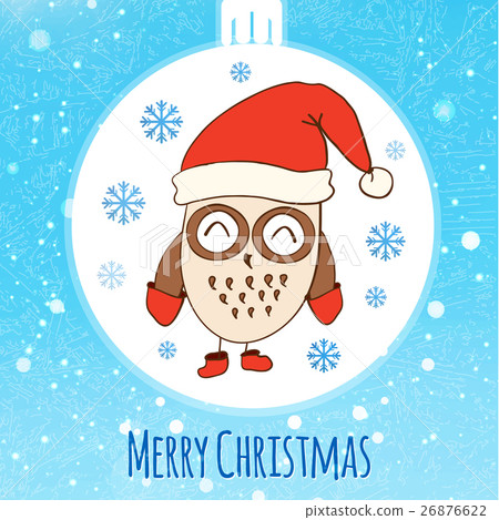 Christmas Card with cute owl. Vector EPS10 - Stock Illustration ...