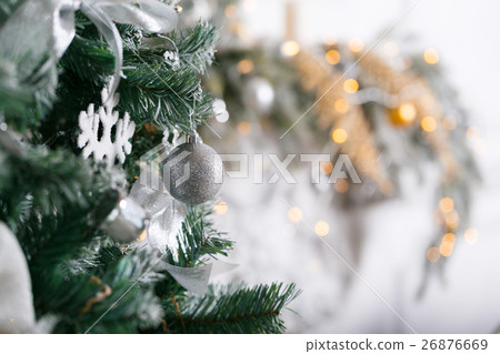light from the garlands. Christmas tree decorated light from the garlands. Christmas tree decorated 26876669