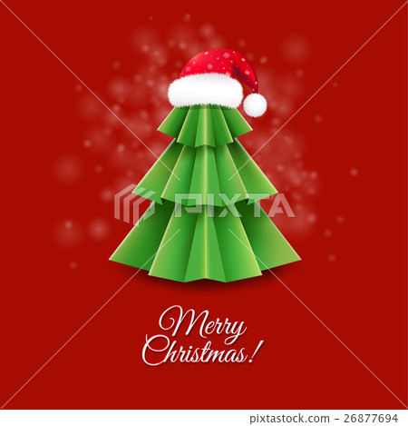 Christmas Greeting Card With Santa Claus Hat - Stock Illustration ...