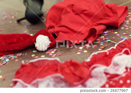 santa hat, shoe, red panties and underpants 26877907