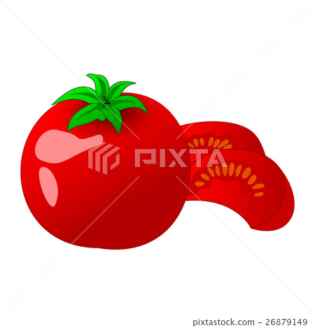 Tomato and slice isolated on white 26879149