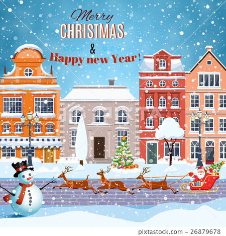 Christmas Santa Claus riding on sleigh Christmas Santa Claus riding on sleigh 26879678