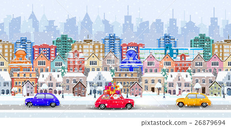 panorama. seamless border with a winter cityscape 26879694