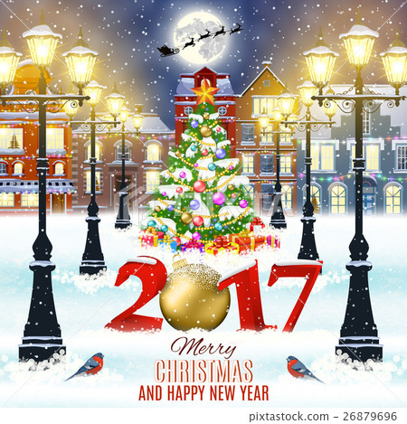 Christmas winter city street Christmas winter city street 26879696