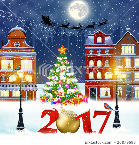 Christmas winter city street Christmas winter city street 26879698