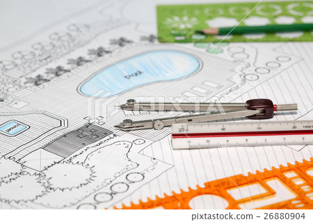 Landscape architect designs backyard plan and pool Landscape architect designs backyard plan and pool 26880904