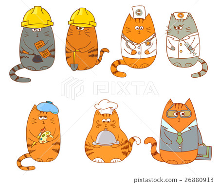 Set of cartoon cat characters. 26880913
