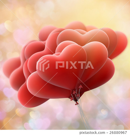 Red love flying balloos. EPS 10 26880967