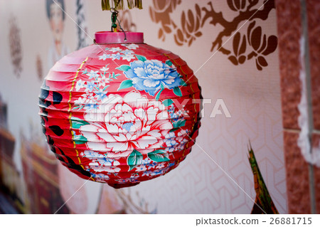 客家花布燈籠 照片素材 圖片 圖庫