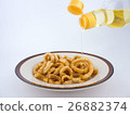 Crispy deep fried pork skin or pork rind in plate  26882374
