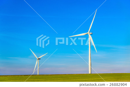 Wind turbines in a field - France, Marne 26882904