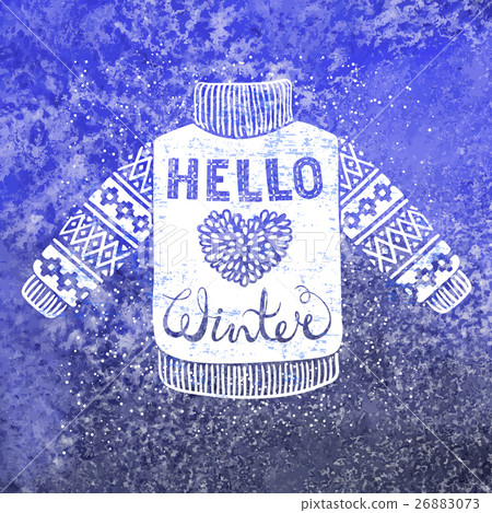 Hello winter text and knitted wool pullover with a Hello winter text and knitted wool pullover with a 26883073