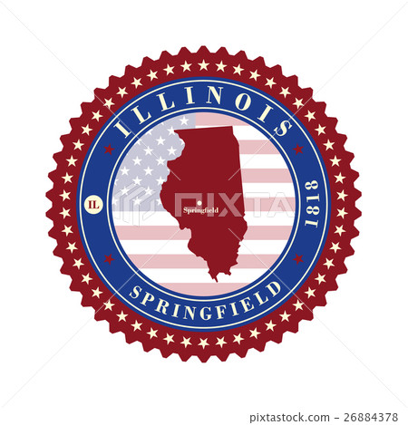 Label sticker cards of State Illinois USA 26884378