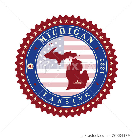 Label sticker cards of State Michigan USA Label sticker cards of State Michigan USA 26884379