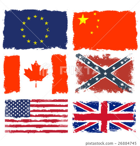 Shabby flags of Canada, China, Confederate, EU 26884745