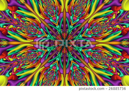 Rainbow colored glossy fractal mandala 26885736