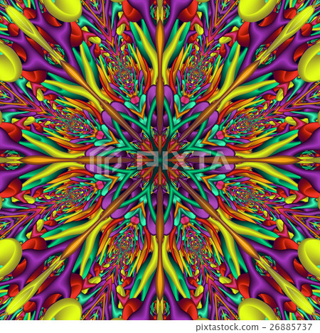 Rainbow colored glossy fractal mandala 26885737