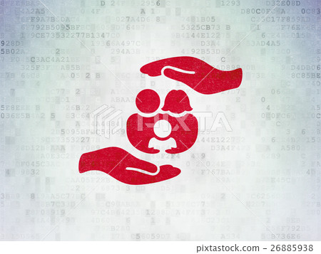 Insurance concept: Family And Palm Insurance concept: Family And Palm 26885938