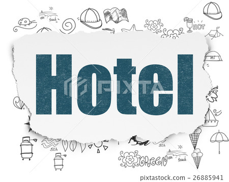 Travel concept: Hotel on Torn Paper background Travel concept: Hotel on Torn Paper background 26885941