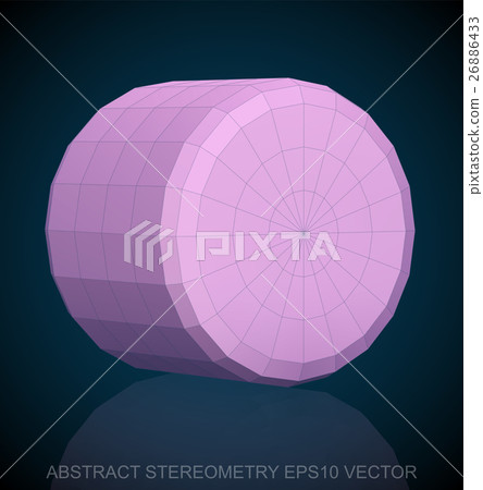 Abstract geometry: low poly Pink Cylinder. Abstract geometry: low poly Pink Cylinder. 26886433