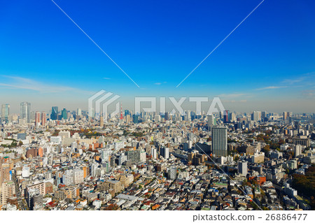 View of the urban landscape in the direction of Tokyo Tower from Ebisu Garden Place Tower View of the urban landscape in the direction of Tokyo Tower from Ebisu Garden Place Tower 26886477