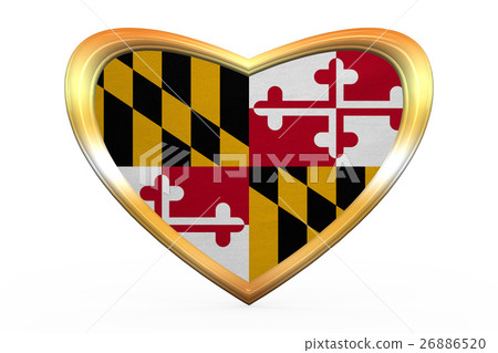 Flag of Maryland in heart shape, golden frame Flag of Maryland in heart shape, golden frame 26886520