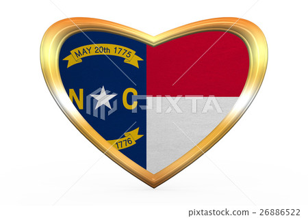 Flag of North Carolina, heart shape, golden frame 26886522