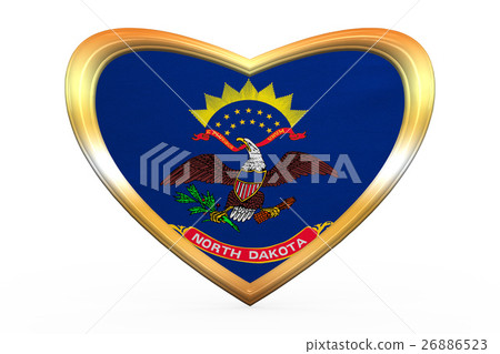 Flag of North Dakota in heart shape, golden frame 26886523