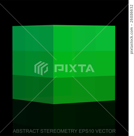 Abstract geometry: low poly Green Cube.  26886632