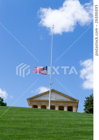 Flag half way up in Arlington Cemetery Flag half way up in Arlington Cemetery 26886895