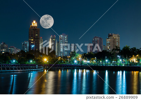 Super full moon over the modern building Super full moon over the modern building 26889909