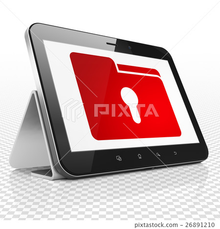 Finance concept: Tablet Computer with Folder With Finance concept: Tablet Computer with Folder With 26891210