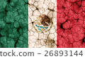 Mexican flag closeup texture background on dry cracked soil (high resolution 3D CG rendering ∕ coloring illustration) famine drought natural disaster 26893144