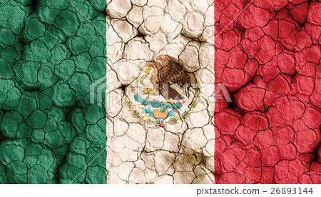Mexican flag closeup texture background on dry cracked soil (high resolution 3D CG rendering ∕ coloring illustration) famine drought natural disaster Mexican flag closeup texture background on dry cracked soil (high resolution 3D CG rendering ∕ coloring illustration) famine drought natural disaster 26893144