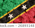 St. Christopher and Nevis flag texture background on dry cracked soil (high resolution 3D CG rendering ∕ coloring illustration) famine drought natural disaster 26893148