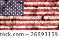 American flag closeup texture background on dry cracked soil (high resolution 3D CG rendering ∕ coloring illustration) famine drought natural disaster 26893159
