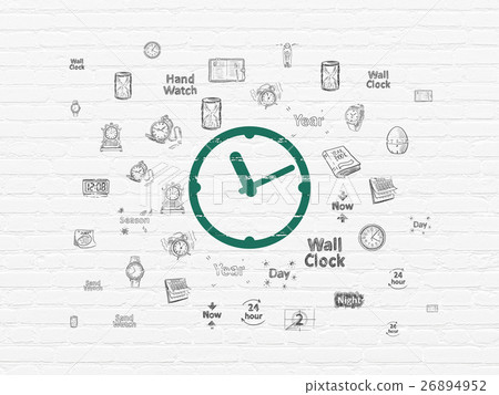 Time concept: Clock on wall background 26894952