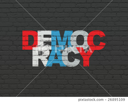 Political concept: Democracy on wall background Political concept: Democracy on wall background 26895109