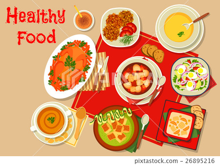 Main dishes of dinner icon for menu design 26895216