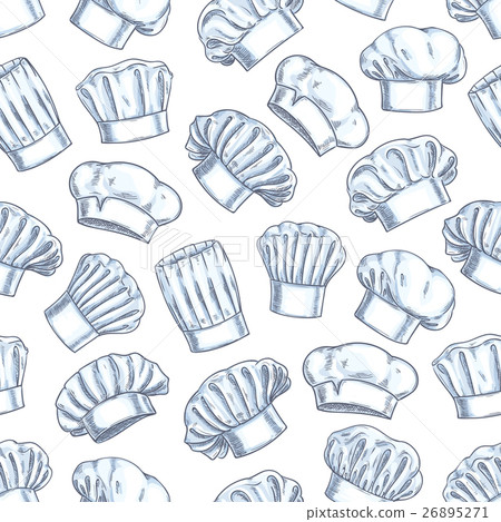 Chef toques, caps and hats seamless background 26895271