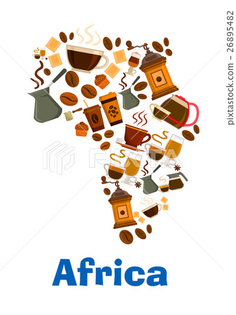Coffee pattern in shape of Africa continent 26895482