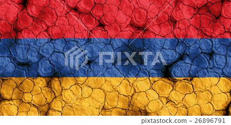Armenian flag closeup texture background on dry cracked soil (high resolution 3D CG rendering ∕ coloring illustration) famine drought natural disaster Armenian flag closeup texture background on dry cracked soil (high resolution 3D CG rendering ∕ coloring illustration) famine drought natural disaster 26896791