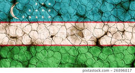 Uzbekistan flag closeup texture background on dry cracked soil (high resolution 3D CG rendering ∕ coloring illustration) famine drought natural disaster Uzbekistan flag closeup texture background on dry cracked soil (high resolution 3D CG rendering ∕ coloring illustration) famine drought natural disaster 26896817