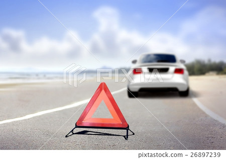 Car emergency stop at road side Car emergency stop at road side 26897239