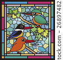 野生鳥彩色玻璃 26897482