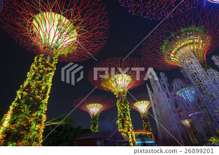 Supertrees at Gardens by the Bay. The tree-like Supertrees at Gardens by the Bay. The tree-like 26899201