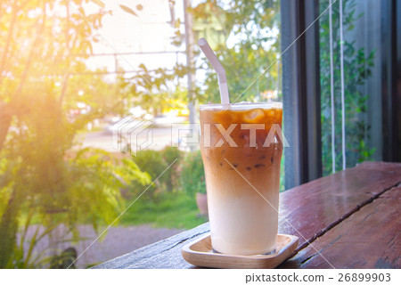ice latte macchiato coffee in glass ice latte macchiato coffee in glass 26899903