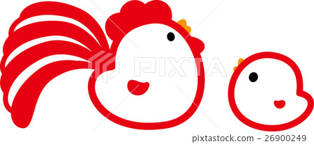 雞父母和孩子兩隻蟑螂年小雞 26900249