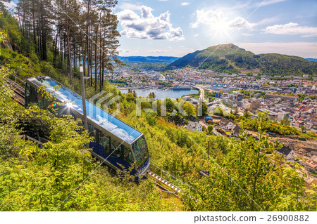 View of Bergen city with lift in Norway 26900882